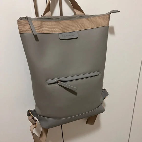 Scandinavian leather Gray Backpack for Women kapten and son - Picture 4 of 7